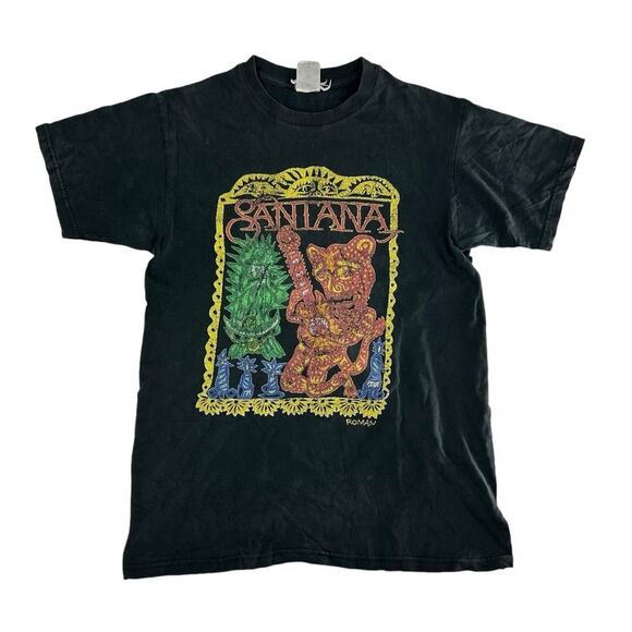 Fruit of the Loom Other - Vintage Carlos Santana Shirt Mens Medium Black Y2K Michael Roman River Of Colors